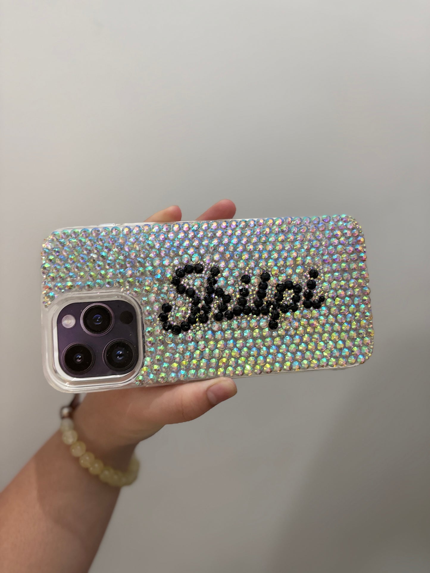 Custom name phone case with name in full rhinestones.You can customise any model of the phone.